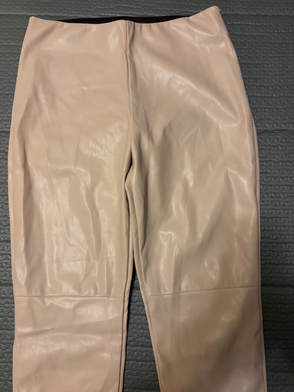 Mango Beige Faux Leather Straight-Leg Pants - Picture 4 of 8